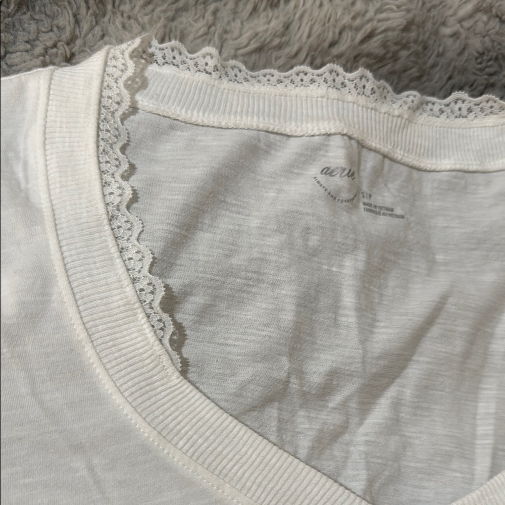 Aerie White Lace Accent Blouse - Picture 6 of 7